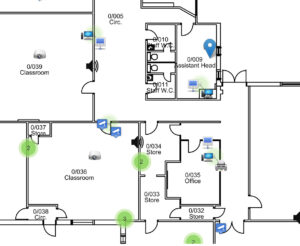 Managing asset data on a floor plan