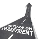 Gaphic showing the phrase return on investment on a road going into the future